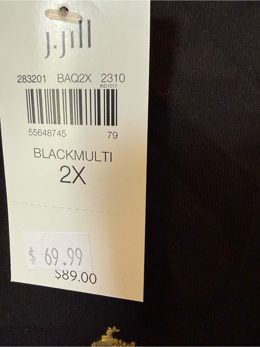 # J. Jill 2X Black Long-Sleeve Top with Paisley Floral Embroidery - Picture 3 of 8